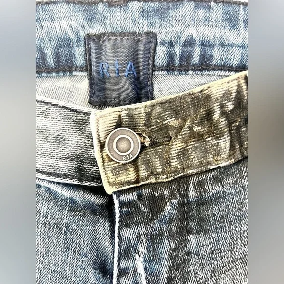 RtA Road to Awe Distressed Two-Tone Frayed Hem Skinny Jeans Women's Size 26‎